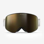 Zerokay IconPro Skibrillen mit gold-splash-farbigen Gläsern, polarisiert, photochromatisch, Anti-Beschlag-Behandlung und weißem Band, bieten überlegene Sicht und Stil.