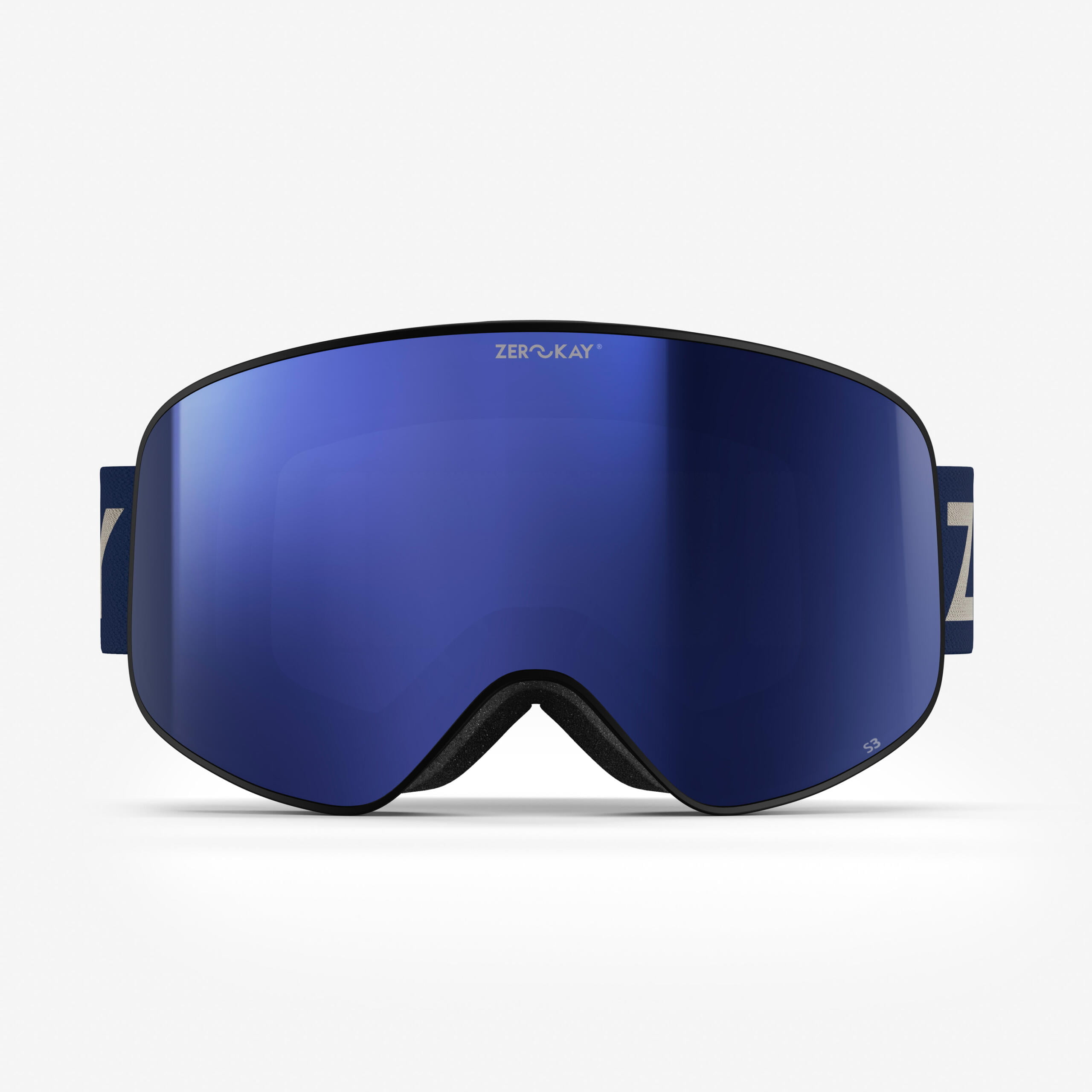 Contrast Skibrillen mit blauem Glas und blauem Band, für sonnige Tage gedacht, bieten einfache Funktionalität und Komfort.