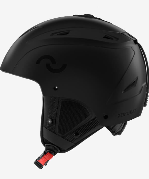 Zerokay Black Edition luxury ski helmet in black with alcantara sanitized  lining, featuring a matte  finish and offering superior comfort and certified safety features.