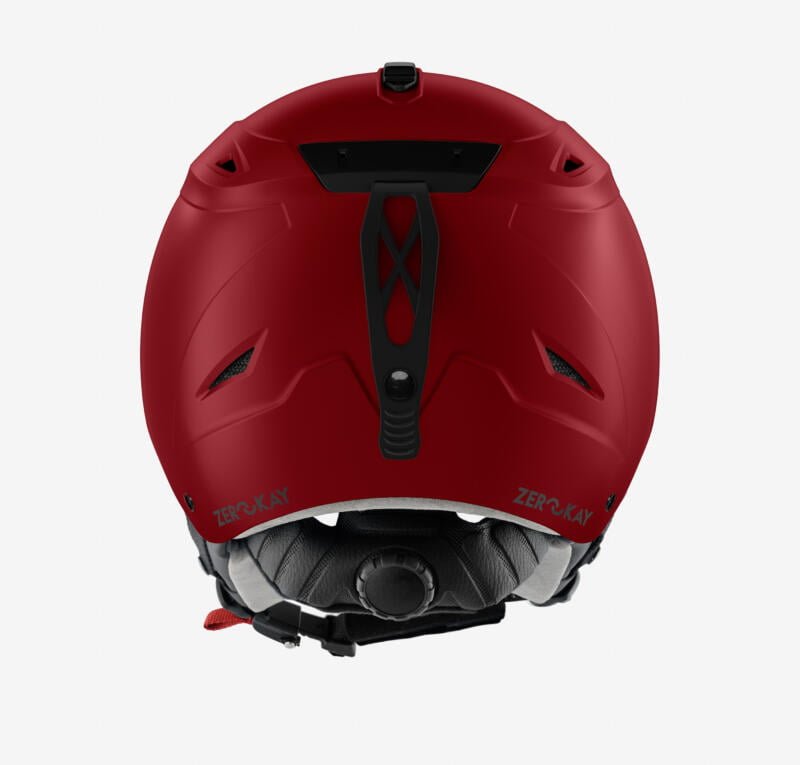 Zerokay RedFusion luxury ski helmet in red with alcantara padding, featuring a matte finish and offering superior comfort and certified safety features.