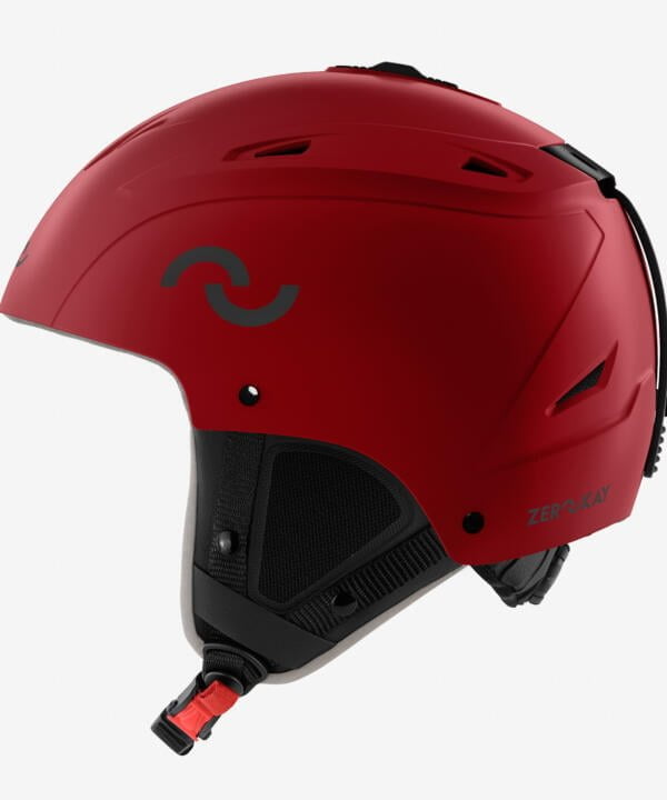 Zerokay RedFusion luxury ski helmet in  red with grey padding, featuring a matte finish and offering superior comfort and certified safety features.
