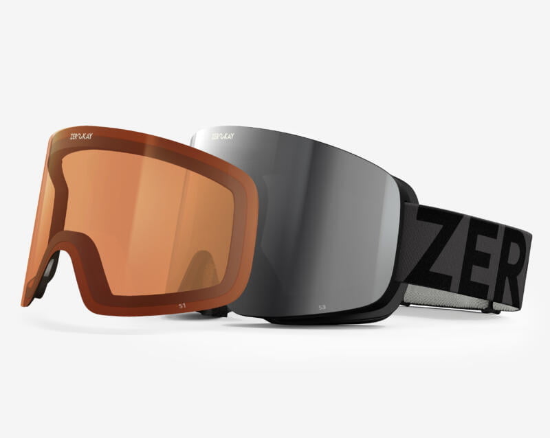 Image of Icon Ski Goggles with magnetic, interchangeable lenses, showcasing the versatility and innovation of the goggles' design.