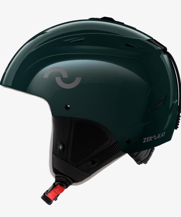 UltraGloss ski helmet in British Green with a gloss finish, sanitized lining, and adaptive foam, blending luxury with comfort and safety.